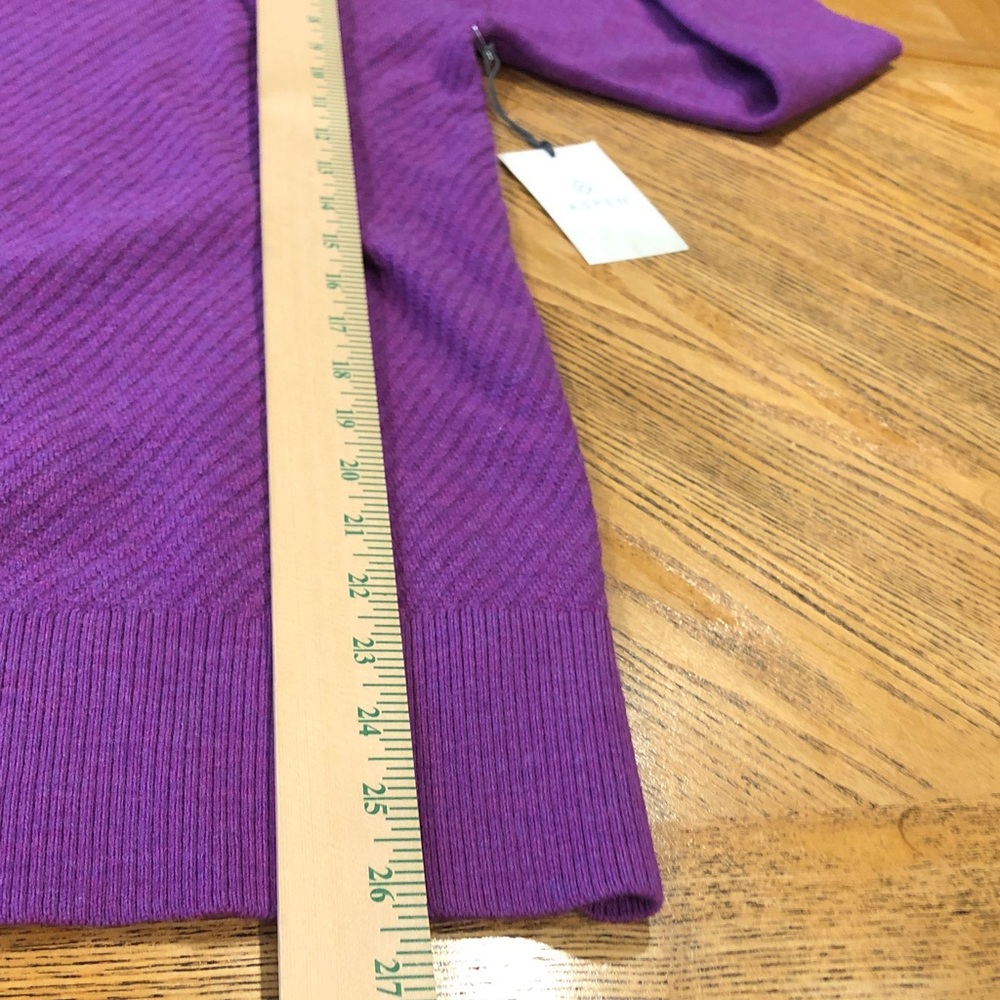 Aspen Extra Fine 100% Merino Wool Purple Sweater Chevron Texture Women’s Large - Picture 8 of 10